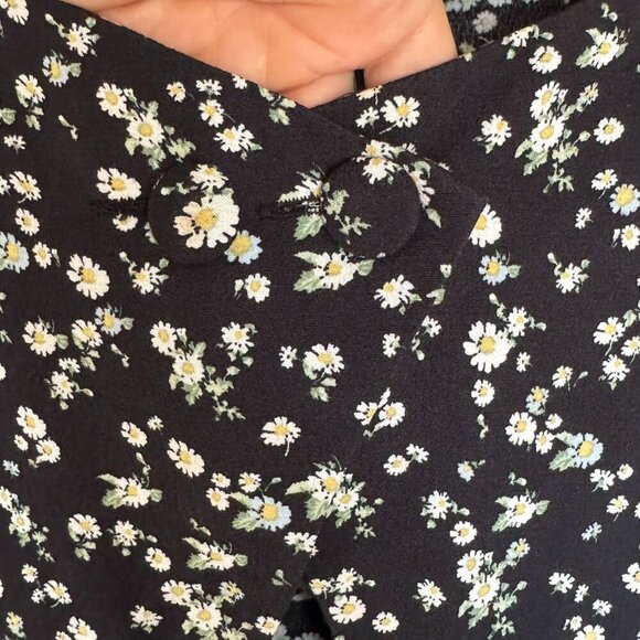 & Other Stories Black Ditzy Daisy Floral Square Neck Puff Sleeve Mini Dress - Picture 5 of 17